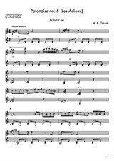 Polonaise No.5 - M.K. Oginski, transcription for guitar duo by A. Galuza
